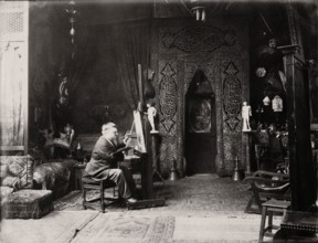 Eugène Paul Dieudonné dans son atelier