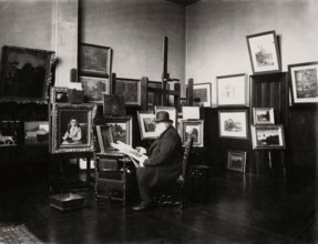François-Louis Français dans son atelier