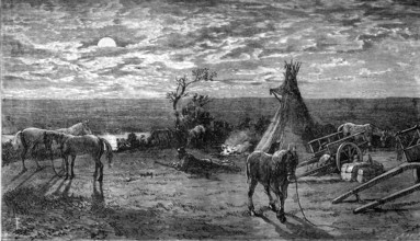 Bivouac de chercheurs d'or en Colombie britannique, 1866