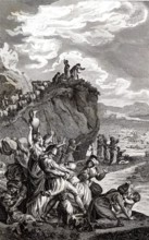 Passage de la Bible : les Hébreux traversant la Mer Rouge à la sortie d'Egypte