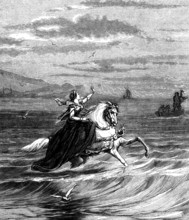 Courageous woman riding on water