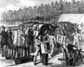 Manoeuvres d'un canon des Aciéries Krupp, 1890