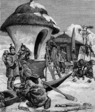 Esquimaux construisant leurs habitations