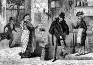 Femme postant une lettre à Paris en 1818