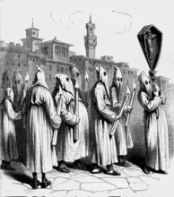 Pénitents de Florence, Italie, 1860