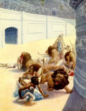 Scène de combat dans les arènes de Rome