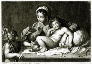 La Vierge Marie tenant l'enfant Jésus dans ses bras. Annibal Carrache