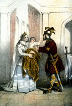 Le Roi Clovis, la Reine Clotilde et un de leurs enfants