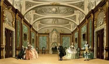 Scène d'une pièce de théâtre au 18e siècle