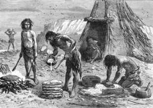 L'homme primitif fabrique le pain