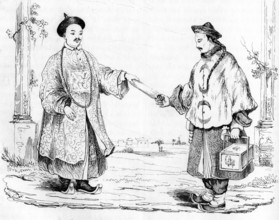 Mandarin chinois et son coursier