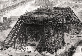 Construction du premier étage Tour Eiffel-1889