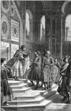 Godefroy de Bouillon et ses barons reçus par l'Empereur Alexis.