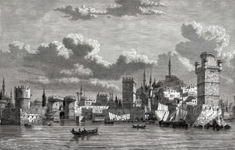 Vue de la ville de Rhodes pendant les Croisades