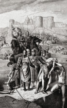 Saint Louis burying Christian corpses in Sidon.