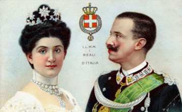 Vittorio Emanuele III et Elena, Rois d'Italie.