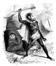 The fossil man. from artwork " The universe before mankind " by M. Boitard 
Paris 1863