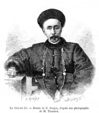 1823-1901, Li Hongzang, Viceroy of Zhili, at the imperial Court of China. Design by E. Ronjat. 1873
