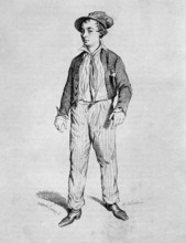 1820-1896, the french actor Charles Perey,in the play " The 3 kids " Design
by Eustache Lorsay.