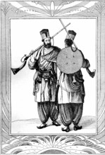 Beloutchistan warriors. From Artwork by Jules Verne " Travellers from the XIX th century "