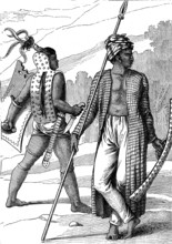 Warriors of the Ombay island and the Guébè island , near Timor island.Travel
by Louis de