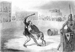 Dog fight with the knight Macaire at Montargis