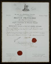 Temporary brevet of Major granted to Bonaparte's aide-de-camp, citizen Croisier, to the cavalrymen