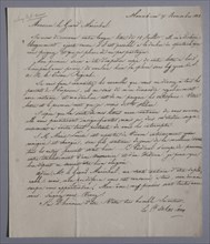 Autograph letter written by Las Cases to Grand Marshal Bertrand (1818)