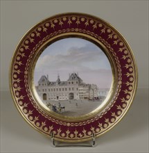 Representation of the Paris' city hall on a plate