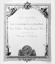 Le Livre du Sacre par Percier et Fontaine : la page de garde.