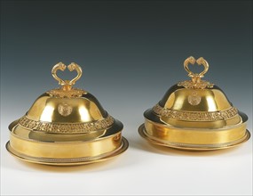 Jean-Baptiste-Claude Odiot, Two dishes with lids bearing the coat of arms of Madame Mère