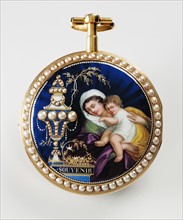 Anonyme, Pocket watch: woman and child beside an urn marked "souvenir"