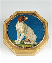 Anonymous, Box decorated with a mosaic: sitting dog