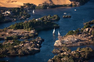 Le Nil à Assouan, vue aérienne