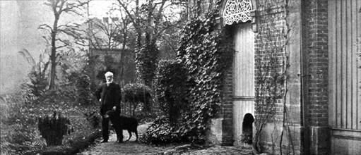 Novelist Jules Verne and his dog Follet
