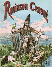 Frontispice des"aventures de Robinson Crusoé", Illustrations de J.-J. Grandville