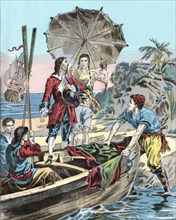 Illustration in 'Life and Surprising Adventures of Robinson Crusoe'