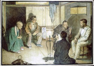 Félix-Elie Régamey, Emile Guimet interrogeant les moines bouddhiques au Japon