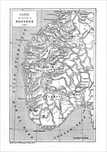 J. Verne, map of southern Norway from 'Un billet de loterie'