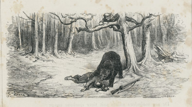 Fable of La Fontaine 'The Bear and the Two Companions'