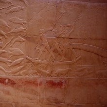 Sakkara, Mastaba of Kagemni, harpoon-fishing scene in the papyrus marshes