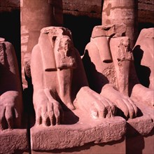 Karnak, Temple d’Amon-Rê, allée processionnelle de sphinx à tête de bélier