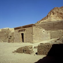 Deir el-Medina, Ptolemaic temple, facade seen from the northeastern angle