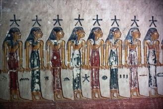 Tomb of Ramses VI. Divinities with a star on the head