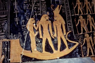 Tombe de Ramsès VI. Une barque un enfant sur la proue