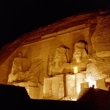 Abu Simbel, Large temple of Ramses II. Façade seen from the north side