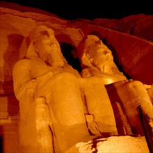 Abu Simbel, Large temple of Ramses II. North façade seen from the side