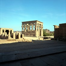 Philae, Kiosk of Trajan and the temple of Hathor in the foreground
