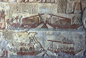 El Kab, Tombe de Pahéri, chargement des barques
