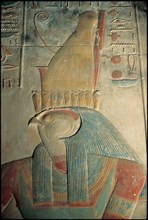 Abydos, God Horus wearing the double crown of Egypt